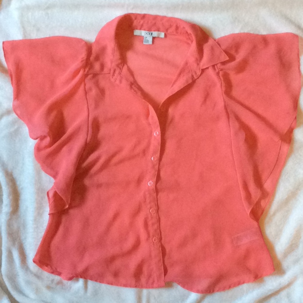 XXI Small/Petite pink button down blouse